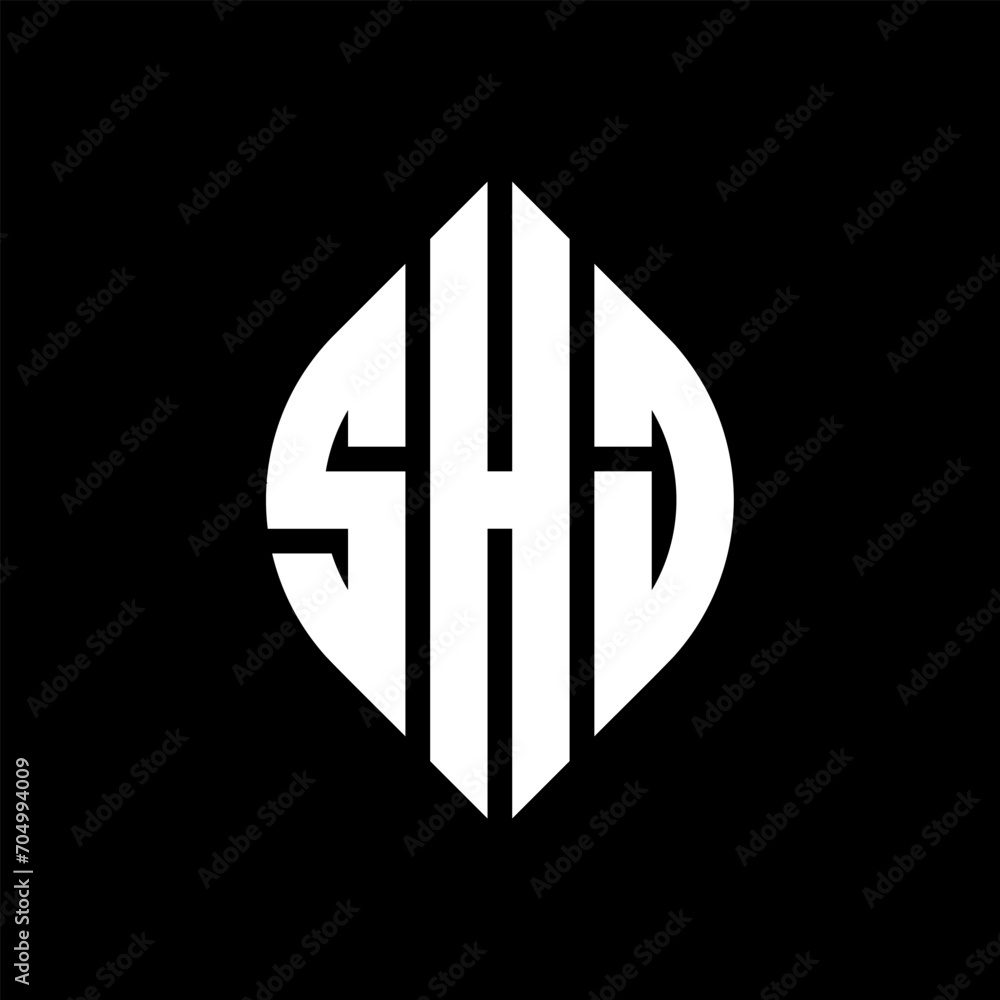 SHJ circle letter logo design with circle and ellipse shape. SHJ ellipse letters with typographic style. The three initials form a circle logo. SHJ circle emblem abstract monogram letter mark vector. SHJ circle letter logo design with circle and ellipse shape. SHJ ellipse letters with typographic style. The three initials form a circle logo. SHJ circle emblem abstract monogram letter mark vector.