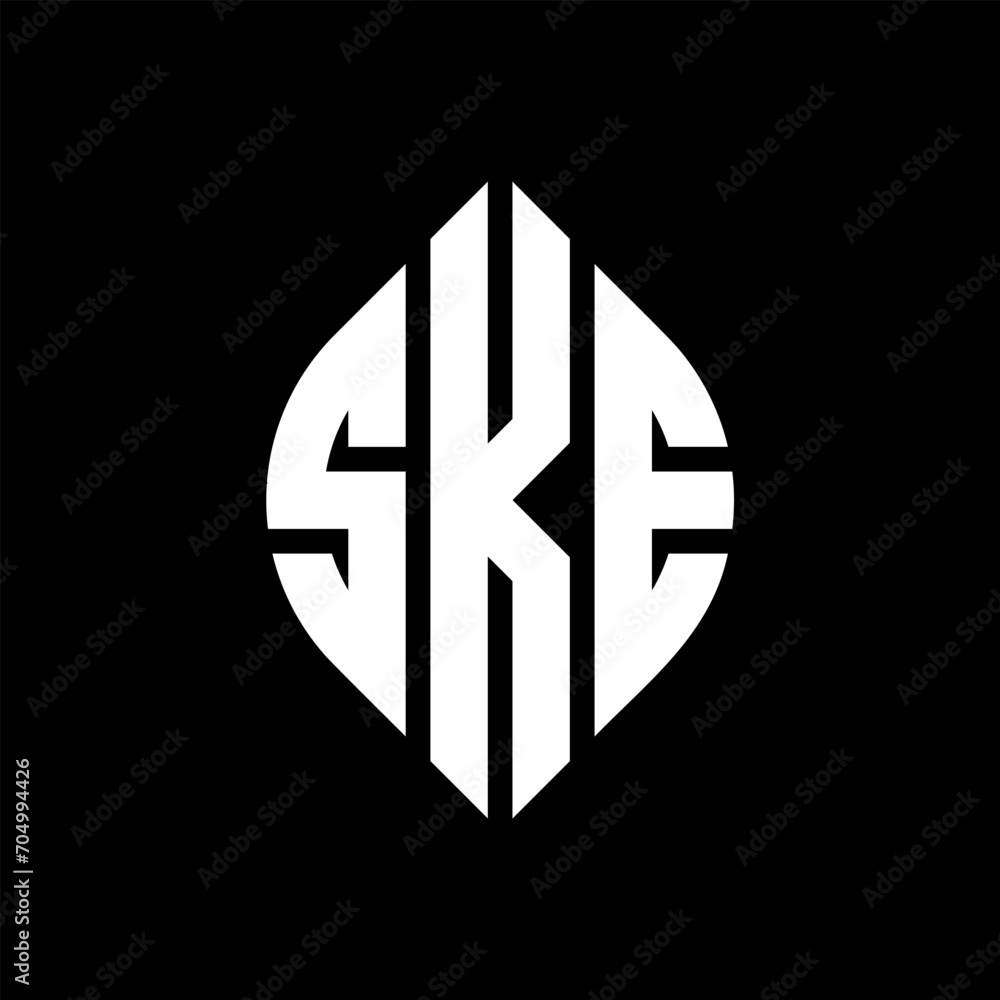 SKE circle letter logo design with circle and ellipse shape. SKE ellipse letters with typographic style. The three initials form a circle logo. SKE circle emblem abstract monogram letter mark vector. SKE circle letter logo design with circle and ellipse shape. SKE ellipse letters with typographic style. The three initials form a circle logo. SKE circle emblem abstract monogram letter mark vector.