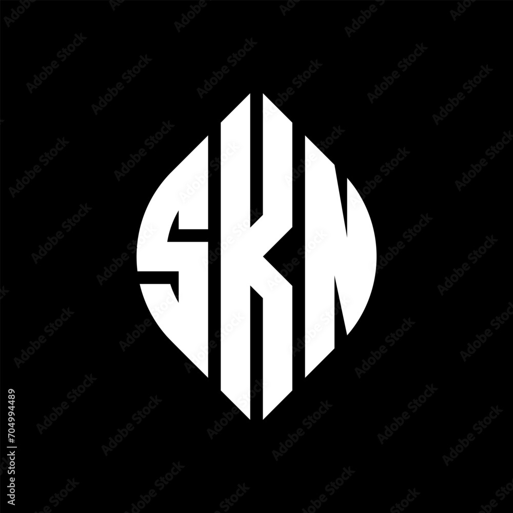SKN circle letter logo design with circle and ellipse shape. SKN ellipse letters with typographic style. The three initials form a circle logo. SKN circle emblem abstract monogram letter mark vector. SKN circle letter logo design with circle and ellipse shape. SKN ellipse letters with typographic style. The three initials form a circle logo. SKN circle emblem abstract monogram letter mark vector.