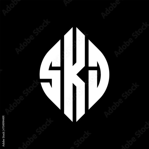 SKU circle letter logo design with circle and ellipse shape. SKU ellipse letters with typographic style. The three initials form a circle logo. SKU circle emblem abstract monogram letter mark vector.