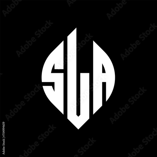 SLA circle letter logo design with circle and ellipse shape. SLA ellipse letters with typographic style. The three initials form a circle logo. SLA circle emblem abstract monogram letter mark vector.