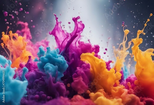 Splash paint multicolored liquid explosion
