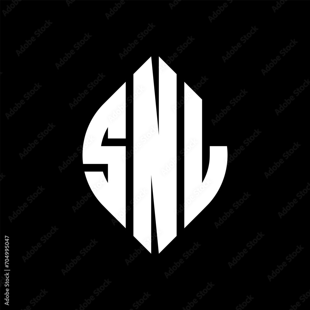 SNL circle letter logo design with circle and ellipse shape. SNL ellipse letters with typographic style. The three initials form a circle logo. SNL circle emblem abstract monogram letter mark vector. SNL circle letter logo design with circle and ellipse shape. SNL ellipse letters with typographic style. The three initials form a circle logo. SNL circle emblem abstract monogram letter mark vector.
