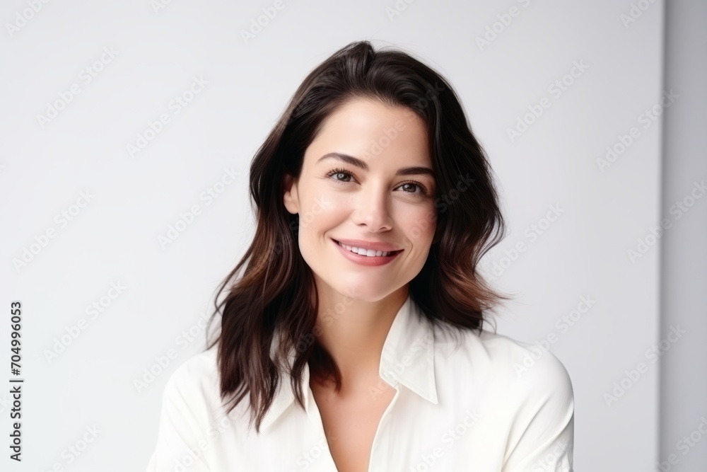 Portrait of young happy smiling businesswoman, isolated over white background Portrait of young happy smiling businesswoman, isolated over white background