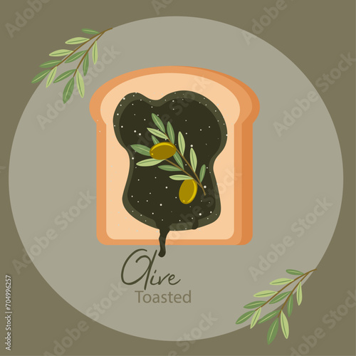 Flat Design Illustration with Olive Toasted