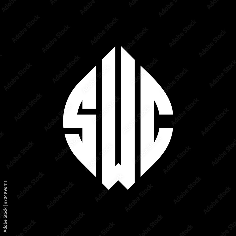 SWC circle letter logo design with circle and ellipse shape. SWC ellipse letters with typographic style. The three initials form a circle logo. SWC circle emblem abstract monogram letter mark vector. SWC circle letter logo design with circle and ellipse shape. SWC ellipse letters with typographic style. The three initials form a circle logo. SWC circle emblem abstract monogram letter mark vector.