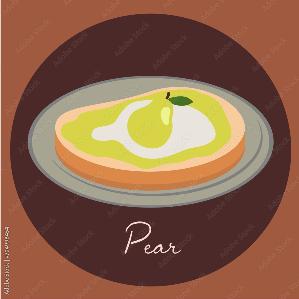 Flat Design Illustration with Pear Slice Bread Flat Design Illustration with Pear Slice Bread