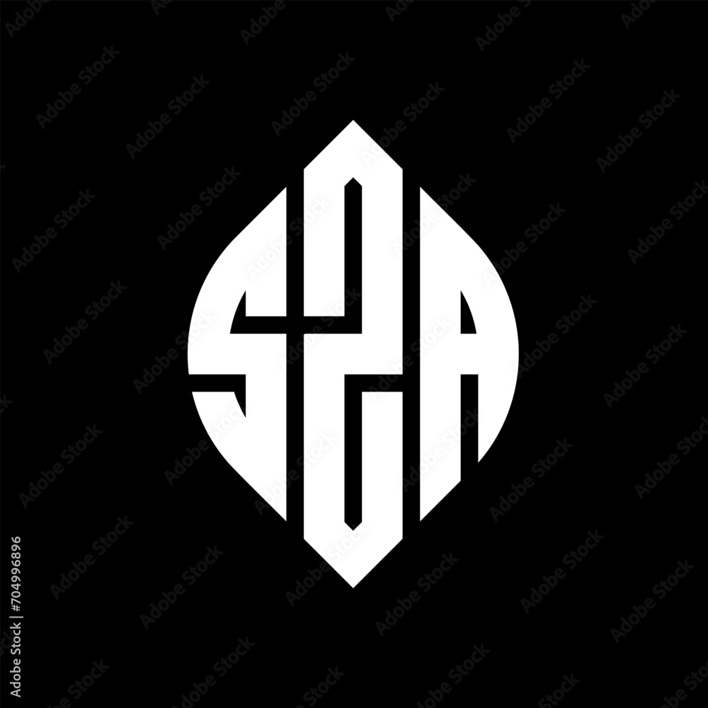 SZA circle letter logo design with circle and ellipse shape. SZA ellipse letters with typographic style. The three initials form a circle logo. SZA circle emblem abstract monogram letter mark vector. SZA circle letter logo design with circle and ellipse shape. SZA ellipse letters with typographic style. The three initials form a circle logo. SZA circle emblem abstract monogram letter mark vector.