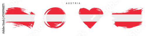 Austria hand drawn grunge style flag icon set. Free brush stroke flat vector illustration isolated on white