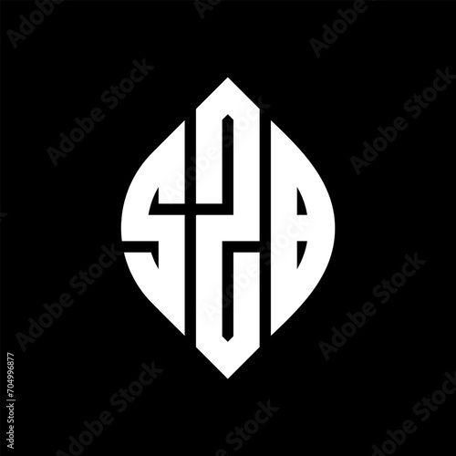 SZB circle letter logo design with circle and ellipse shape. SZB ellipse letters with typographic style. The three initials form a circle logo. SZB circle emblem abstract monogram letter mark vector. photo