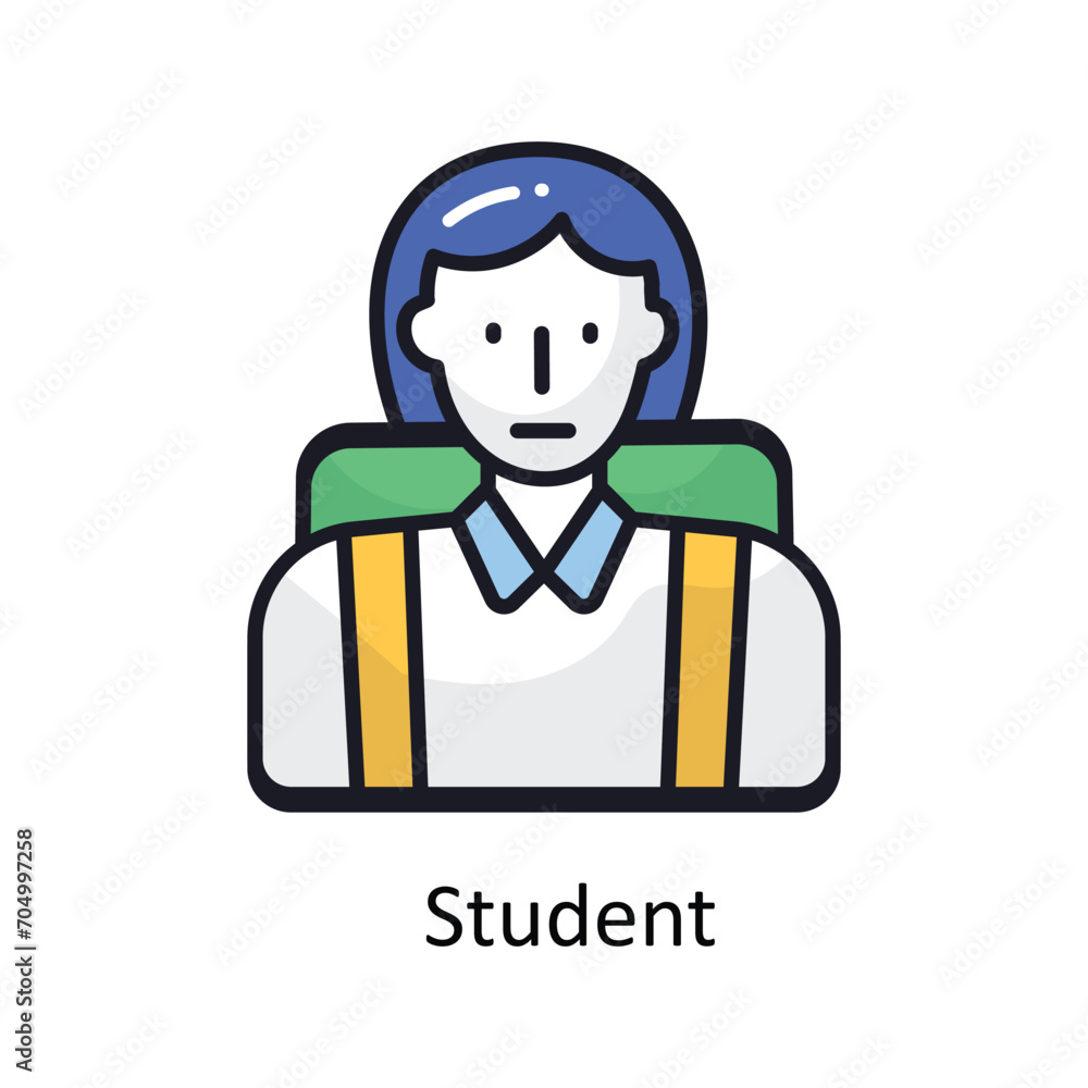 Student vector filled outline doodle Design illustration. Symbol on White background EPS 10 File