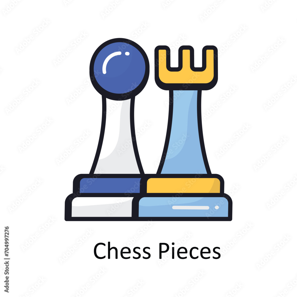 Chess pieces vector filled outline doodle Design illustration. Symbol on White background EPS 10 File Chess pieces vector filled outline doodle Design illustration. Symbol on White background EPS 10 File