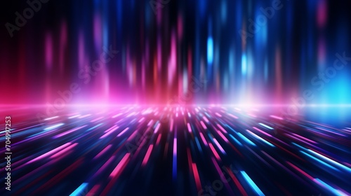 Abstract Background with Glowing Neon Lines and Bokeh Lights AI Generated