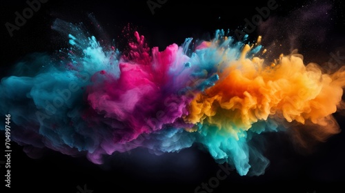 Colorful Dust Explosion on Black Background AI Generated © Alex