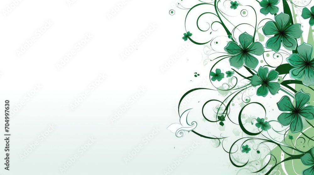 Clover leaves, setting the tone for St. Patrick's festivities. Copy space with text. Generative AI Clover leaves, setting the tone for St. Patrick's festivities. Copy space with text. Generative AI