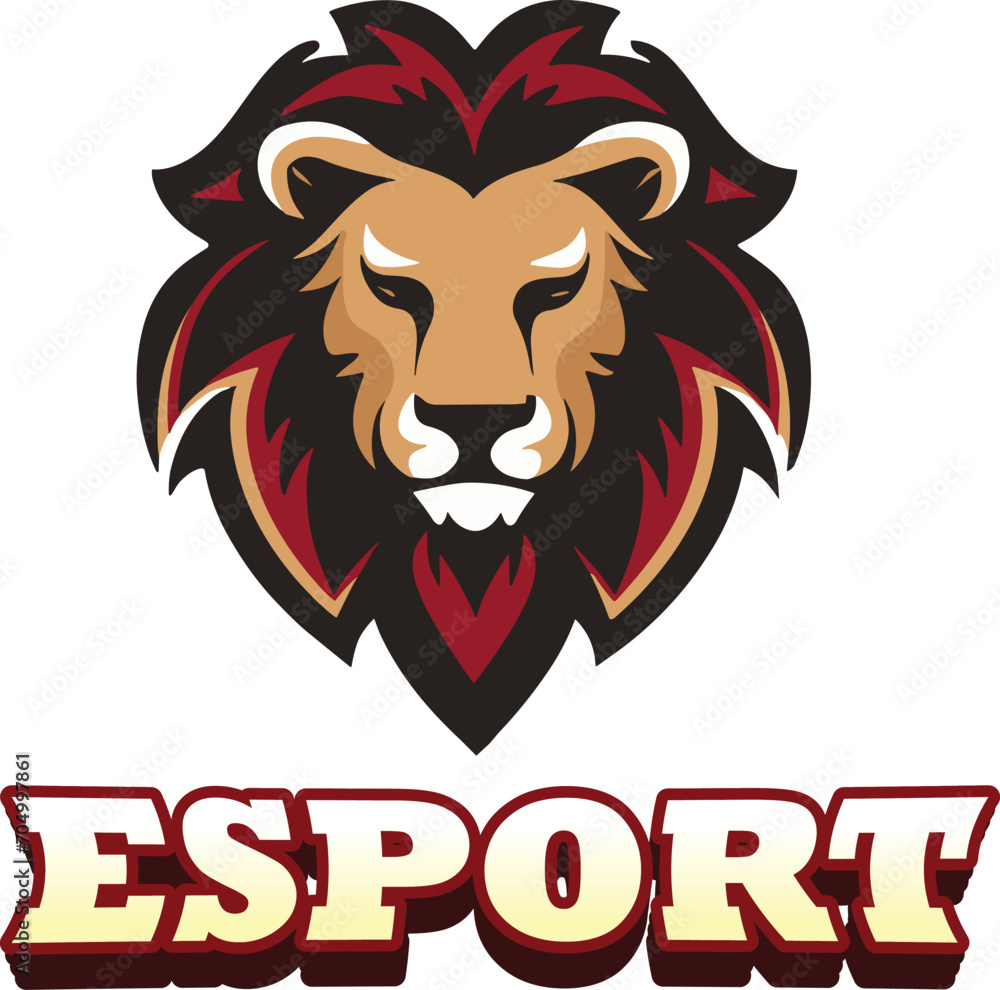 vector hand drawn lion esport logo