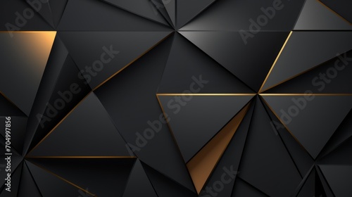 Elegant Black and Golden Triangles Geometric Background AI Generated