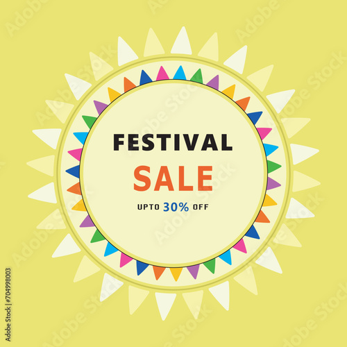 Big Festive Sale Advertisement Template for all Indian festivals, discounts Upto 30% Off banner, Illustration of Festival Sale and promotion banner