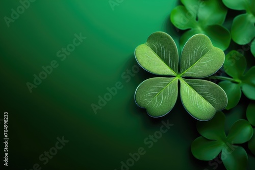 St Patrick's day clover leaves background, green. Generative AI