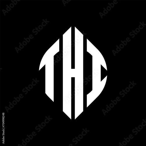 Free Download THI circle letter logo design with circle and ellipse shape. THI ellipse letters with typographic style. The three initials form a circle logo. THI circle emblem abstract monogram letter mark vector. - GFXLoad