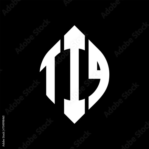 TIQ circle letter logo design with circle and ellipse shape. TIQ ellipse letters with typographic style. The three initials form a circle logo. TIQ circle emblem abstract monogram letter mark vector. photo