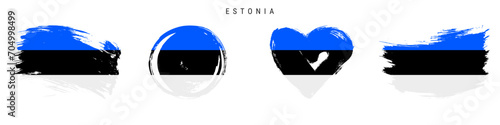 Estonia hand drawn grunge style flag icon set. Free brush stroke flat vector illustration isolated on white