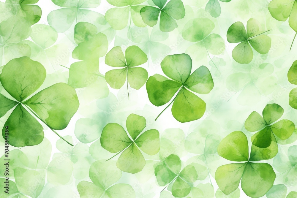 Clover leaves, setting the tone for St. Patrick's festivities. Copy space with text. Generative AI Clover leaves, setting the tone for St. Patrick's festivities. Copy space with text. Generative AI