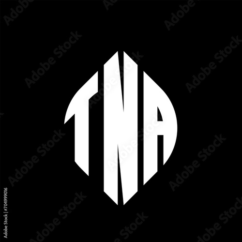 TNA circle letter logo design with circle and ellipse shape. TNA ellipse letters with typographic style. The three initials form a circle logo. TNA circle emblem abstract monogram letter mark vector. photo