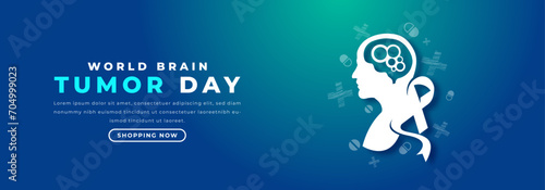 World Brain Tumor Day Paper cut style Vector Design Illustration for Background, Poster, Banner, Advertising, Greeting Card