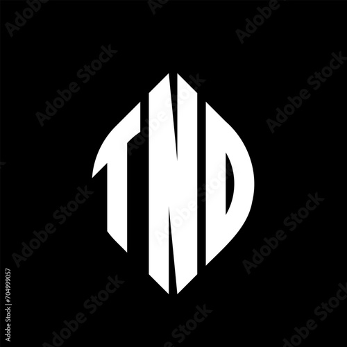 TND circle letter logo design with circle and ellipse shape. TND ellipse letters with typographic style. The three initials form a circle logo. TND circle emblem abstract monogram letter mark vector. photo