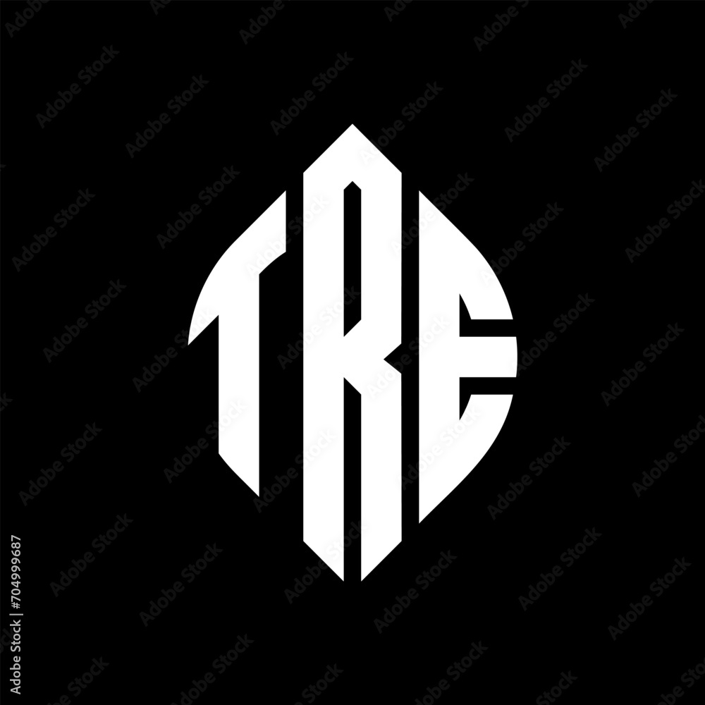 Obraz premium TRE circle letter logo design with circle and ellipse shape. TRE ellipse letters with typographic style. The three initials form a circle logo. TRE circle emblem abstract monogram letter mark vector.