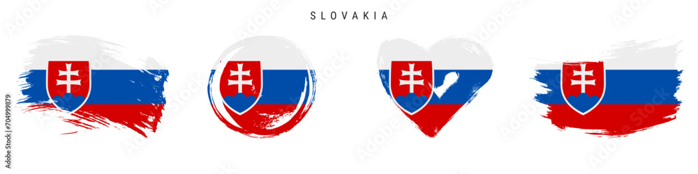 Slovakia hand drawn grunge style flag icon set. Free brush stroke flat vector illustration isolated on white