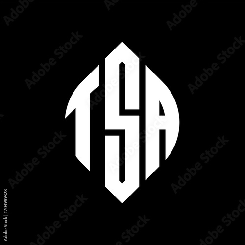 TSA circle letter logo design with circle and ellipse shape. TSA ellipse letters with typographic style. The three initials form a circle logo. TSA circle emblem abstract monogram letter mark vector.