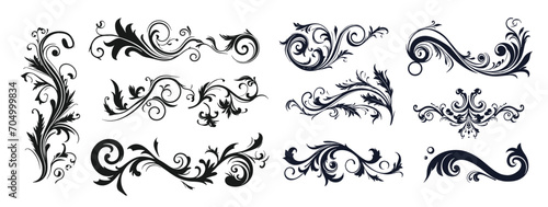 Filigree swirly ornaments. Victorian ornamental swirls and simple lines scrolls.