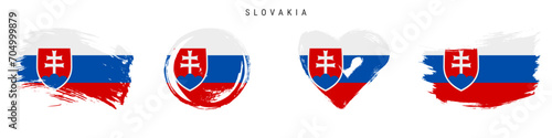 Slovakia hand drawn grunge style flag icon set. Free brush stroke flat vector illustration isolated on white