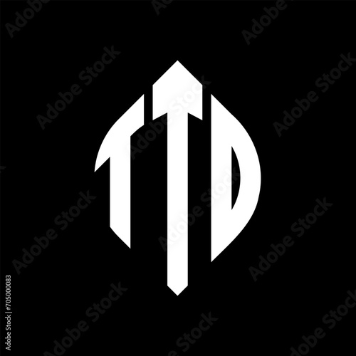 TTD circle letter logo design with circle and ellipse shape. TTD ellipse letters with typographic style. The three initials form a circle logo. TTD circle emblem abstract monogram letter mark vector.