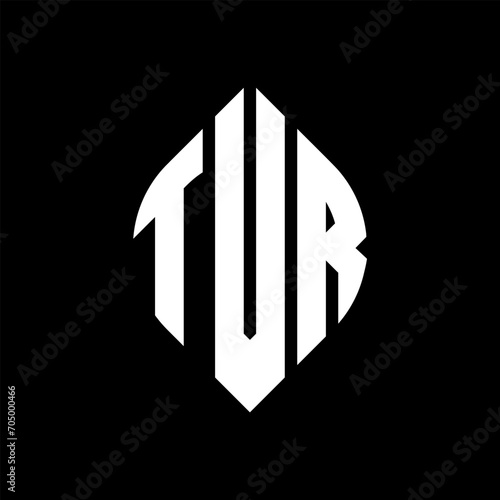 TVR circle letter logo design with circle and ellipse shape. TVR ellipse letters with typographic style. The three initials form a circle logo. TVR circle emblem abstract monogram letter mark vector. photo