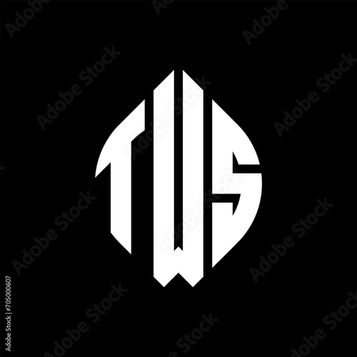 TWS circle letter logo design with circle and ellipse shape. TWS ellipse letters with typographic style. The three initials form a circle logo. TWS circle emblem abstract monogram letter mark vector.