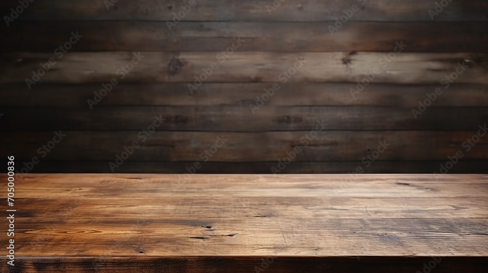 empty rustic or vintage wooden table top corner - obrazy, fototapety, plakaty 