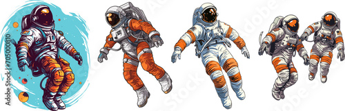 astronaut collection different colors, spacecraft illustration  © Lastyear