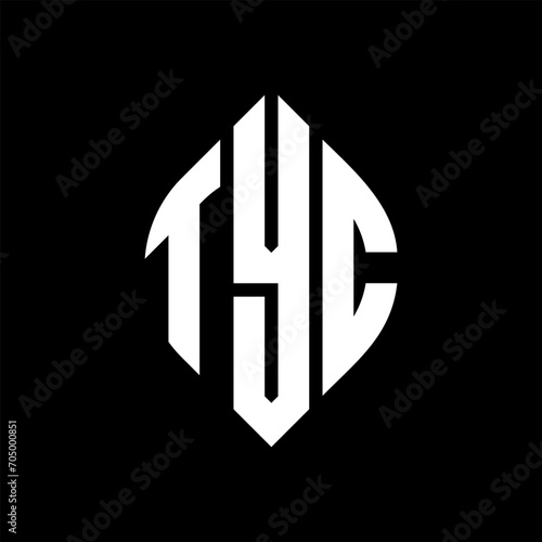 TYC circle letter logo design with circle and ellipse shape. TYC ellipse letters with typographic style. The three initials form a circle logo. TYC circle emblem abstract monogram letter mark vector.