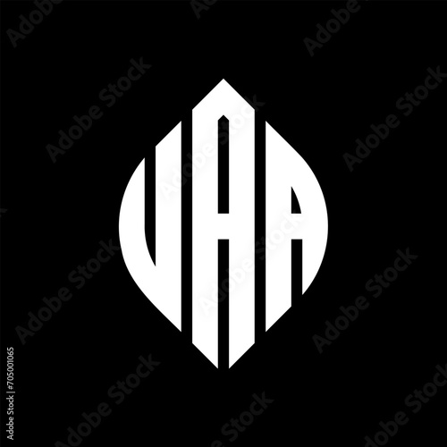 UAA circle letter logo design with circle and ellipse shape. UAA ellipse letters with typographic style. The three initials form a circle logo. UAA circle emblem abstract monogram letter mark vector.