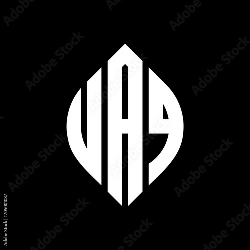 UAQ circle letter logo design with circle and ellipse shape. UAQ ellipse letters with typographic style. The three initials form a circle logo. UAQ circle emblem abstract monogram letter mark vector. photo