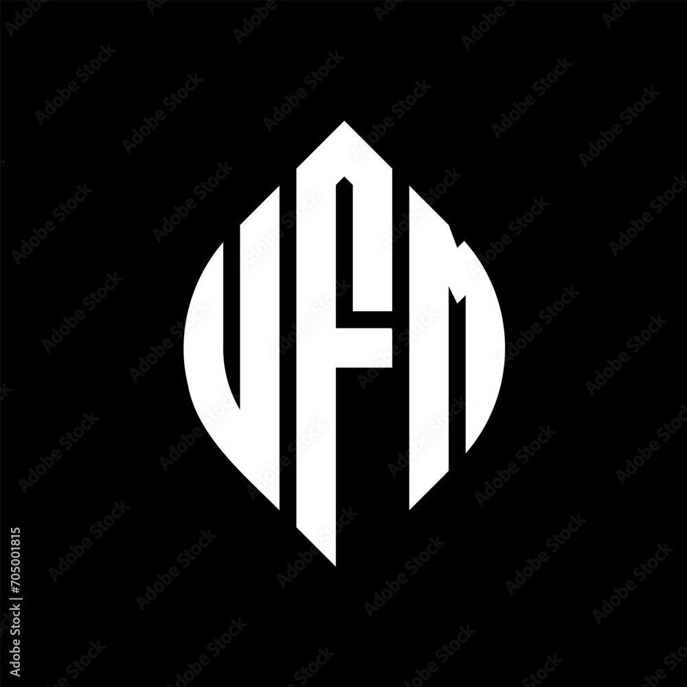 UFM circle letter logo design with circle and ellipse shape. UFM ellipse letters with typographic style. The three initials form a circle logo. UFM circle emblem abstract monogram letter mark vector. UFM circle letter logo design with circle and ellipse shape. UFM ellipse letters with typographic style. The three initials form a circle logo. UFM circle emblem abstract monogram letter mark vector.