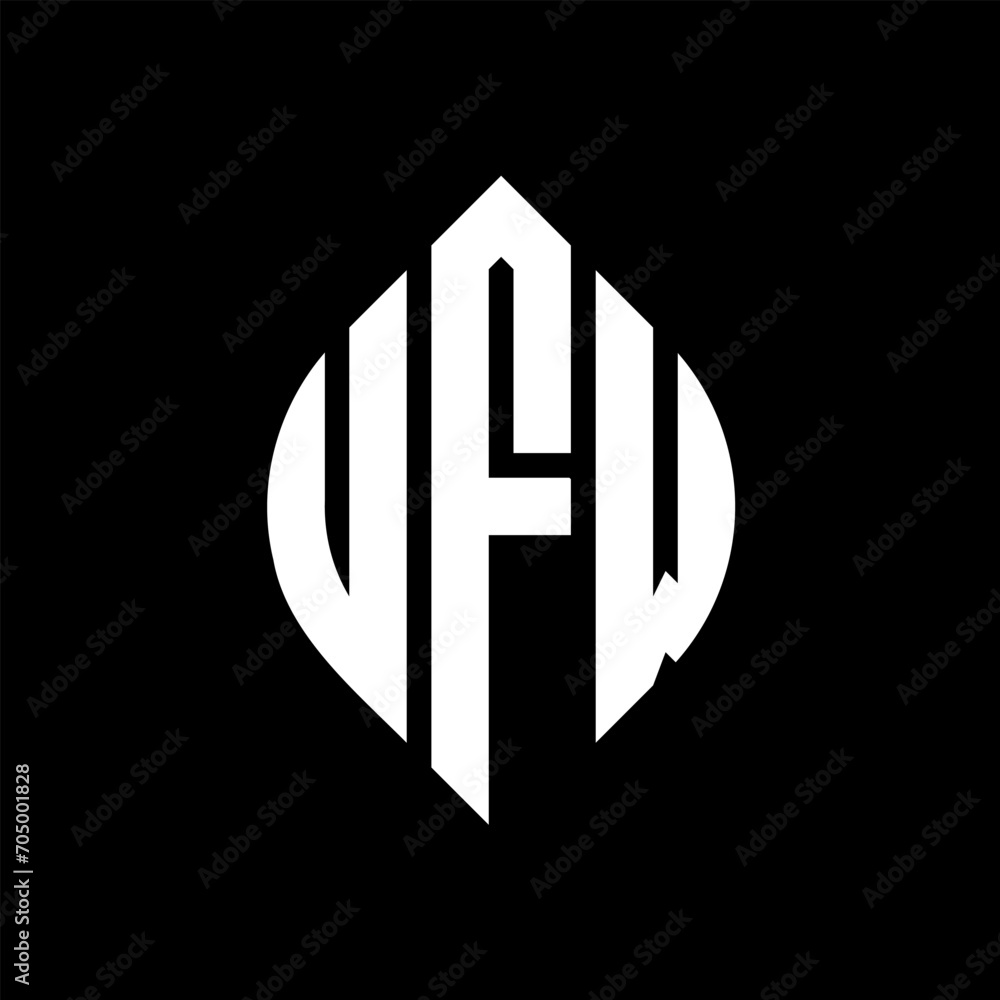 UFW circle letter logo design with circle and ellipse shape. UFW ellipse letters with typographic style. The three initials form a circle logo. UFW circle emblem abstract monogram letter mark vector. UFW circle letter logo design with circle and ellipse shape. UFW ellipse letters with typographic style. The three initials form a circle logo. UFW circle emblem abstract monogram letter mark vector.