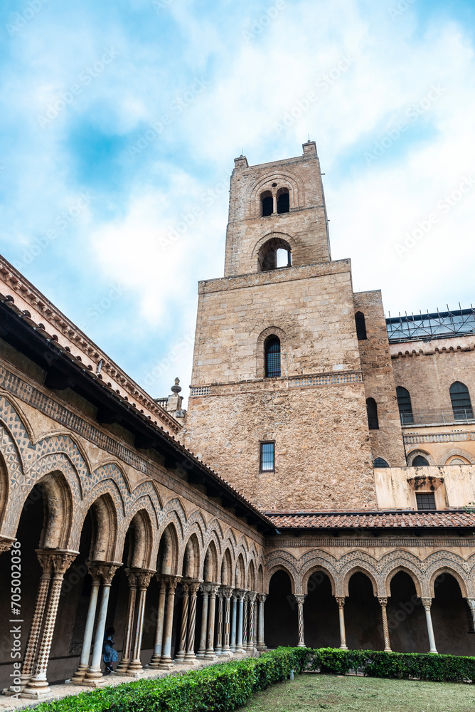 Cloister of the cathedral of Monreale, Palermo, Sicily, Italy