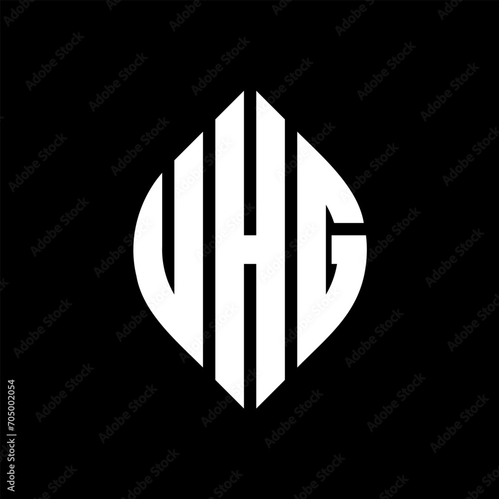 UHG circle letter logo design with circle and ellipse shape. UHG ellipse letters with typographic style. The three initials form a circle logo. UHG circle emblem abstract monogram letter mark vector. UHG circle letter logo design with circle and ellipse shape. UHG ellipse letters with typographic style. The three initials form a circle logo. UHG circle emblem abstract monogram letter mark vector.