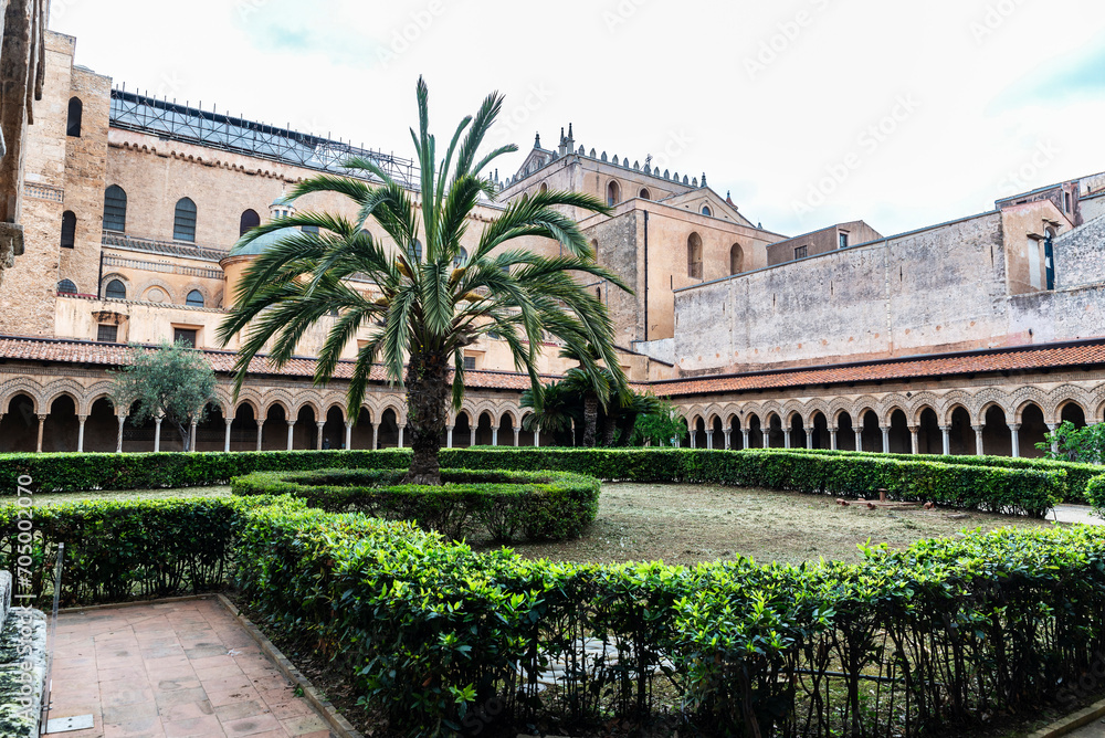 Cloister of the cathedral of Monreale, Palermo, Sicily, Italy