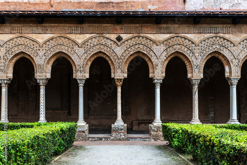 Cloister of the cathedral of Monreale  Palermo  Sicily  Italy