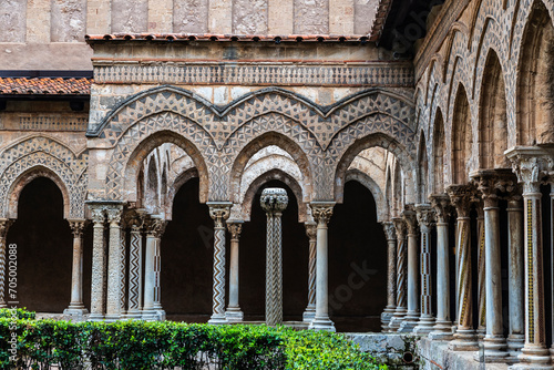 Cloister of the cathedral of Monreale, Palermo, Sicily, Italy